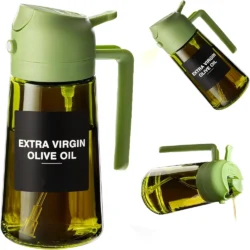 470 ml oil sprayer for cooking,2 in 1 olive oil dispenser and oil spray bottle,oil spray with stickers,thick glass spray bottle